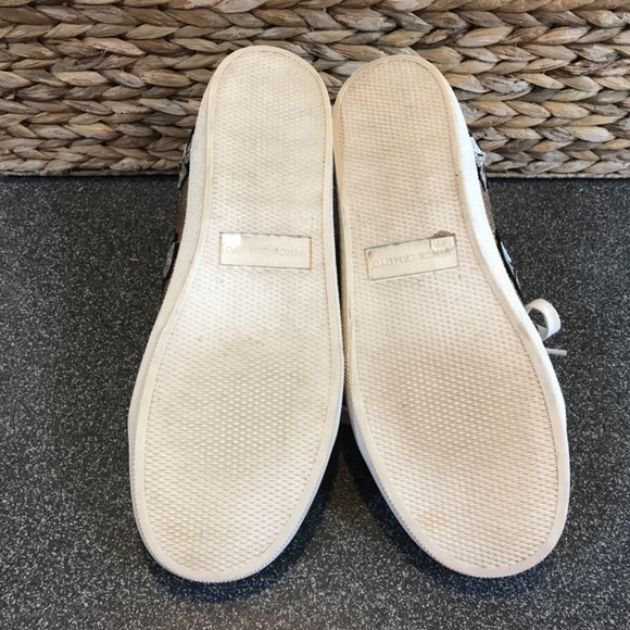 Vince Camuto Leather Claudia Gold and Silver Lace-up Metallic Sneakers - Picture 15 of 15